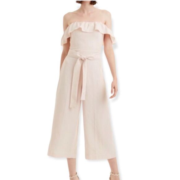 NWT Club Monaco Naveah Dusty Pink Off Shoulder Linen Jumpsuit - Picture 1 of 10